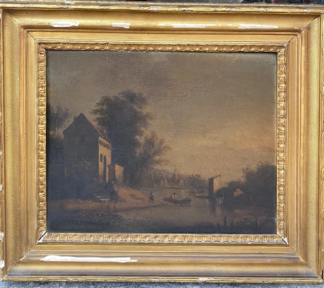 ANCIEN TABLEAU PAYSAGE bord de rivière EUR 20,00 - FR