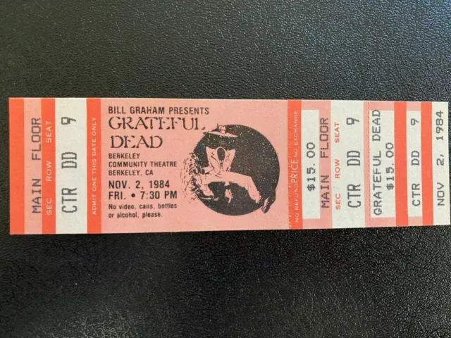 Grateful Dead Unused Ticket November 2, 1984 Berkeley Community Theatre