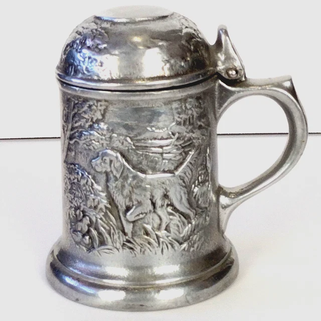 Wilton Columbia Pewter Lidded Beer Stein Bird Dog Hunting Bruce Fox Design 1981