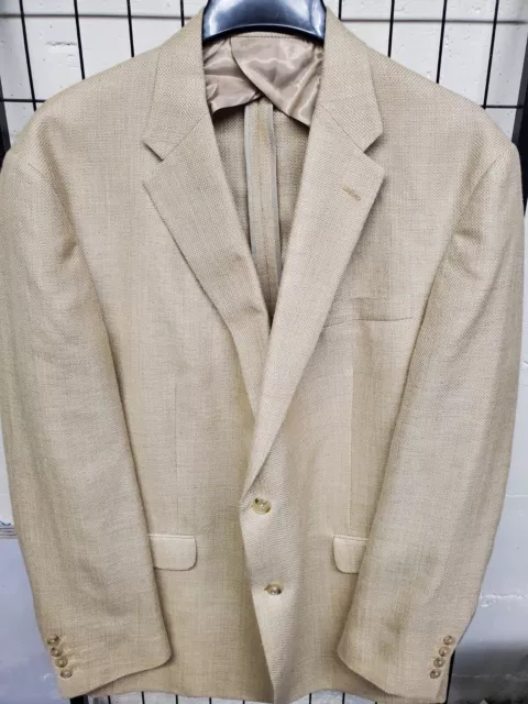 Austin Reed Mens Blazer Sport Coat Two Button Casual Jacket 48L Silk Linen NEW