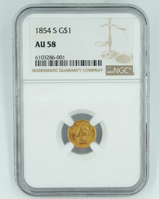 1854-S NGC AU58 Gold Dollar $1