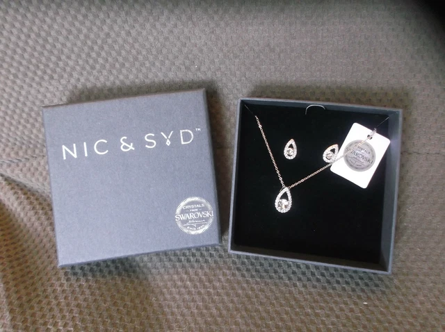 NIC SYD Swarovski Crystal Dainty Drop Earring Pendant Necklace Set NIB 22.99 PicClick