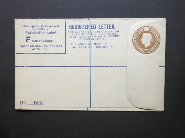 GB Postal Stationery 1941 KGVI 51/2d brown Registered Envelope size F H&B RP54