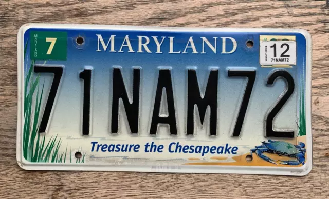 VIETNAM 1971 1972 Maryland CHESAPEAKE Vanity License Plate 71NAM72 Nam WAR VET