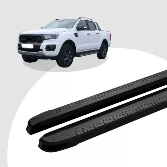 Trittbretter passend für Ford Ranger ab 2015 (Model: MAJA, Farbe: Schwarz) mit A