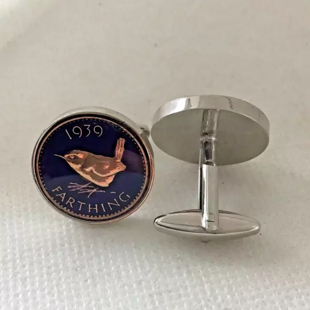 1939 Enamelled Farthing Coin Cufflinks - Ideal Christmas / 85th Birthday Gift 2