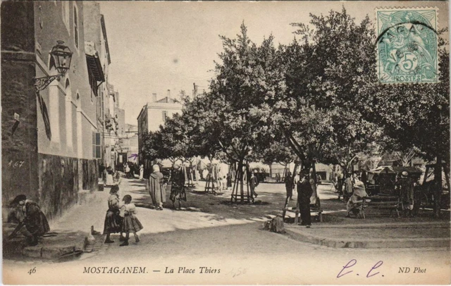 CPA Carte Postale Ancienne - Mostaganem Place De La République - ALGÉRIE (1388527)