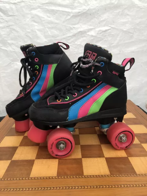 SFR Rio Roller quad skates uk size 2 Checked Design Retro Colours