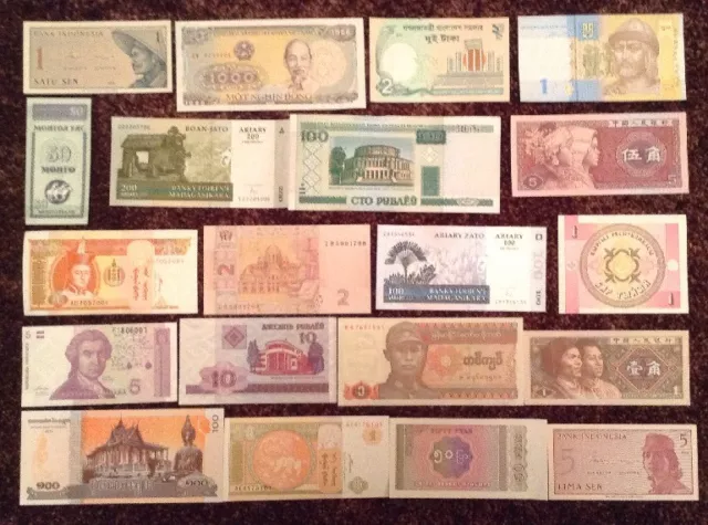 Lot Of 20 World Banknotes. Collectable. All Different. All Genuine. Unc Bulk Lot