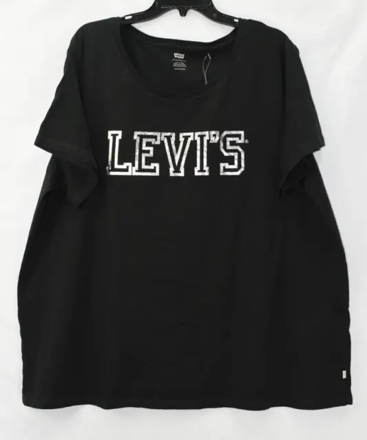 Levi's Women's 1X Plus Size Metallic Logo Graphic Crew T-Shirt, Black, $25, NwT