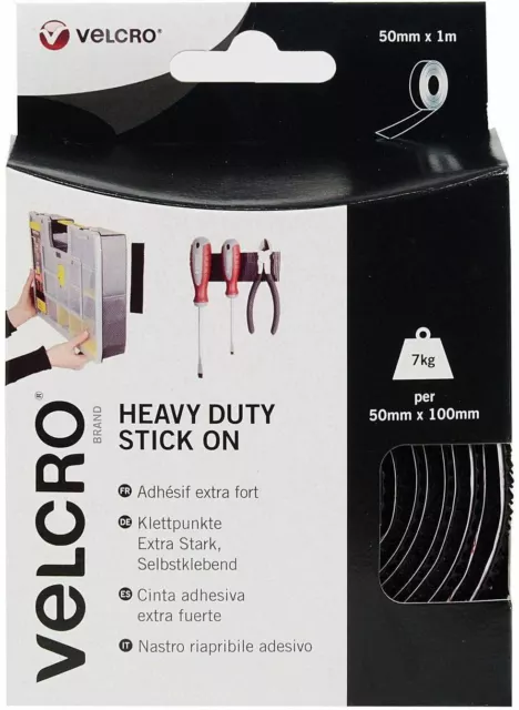 Strong HEAVY DUTY VELCRO® Brand Stick On Adhesive Tape Black/White