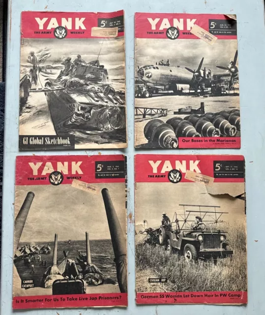 Vintage July Sept Aug 1945 WWII YANK The Army Weekly Magazine Lot of 4 War Story