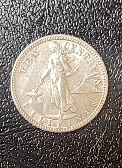 1944 D FILIPINAS 10 TEN Centavos ~ Nice Coin  Almost Uncirculated