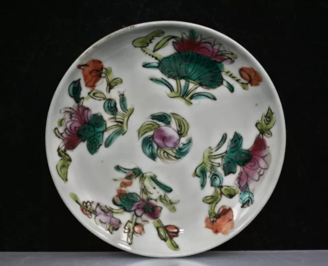 Genuine Antique Chinese Hand Painted Floral Porcelain Plate c1800s Signed