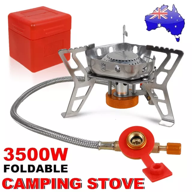 3500W Portable Gas Stove Camping Burner Outdoor Picnic Cooking Hiking Cooker BBQ