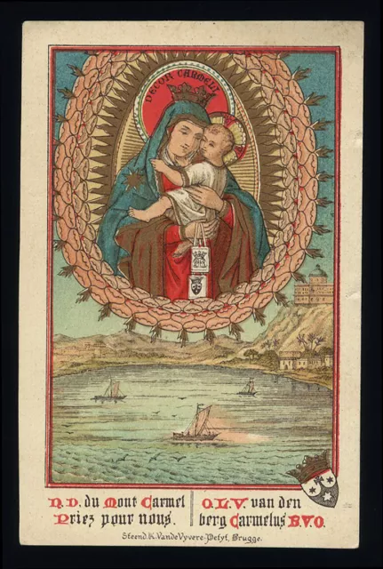 antico santino cromo-holy card MADONNA DEL CARMELO 10