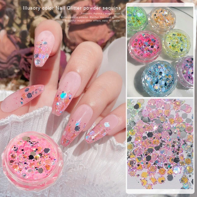 Lot De 3 Poudres à Pigments Pour Nail Art - 6 Couleurs Effet Métallisé | Neuf