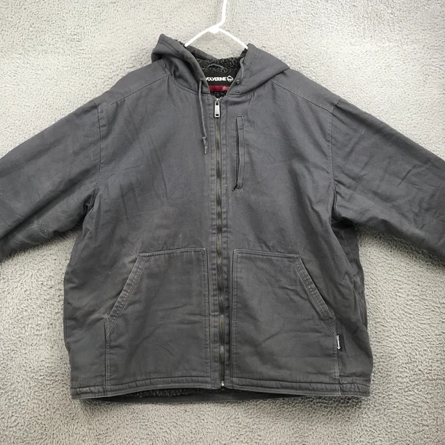 Wolverine Jacket Adult 2XL Gray Sherpa Lined Full Zip Pullover Hoodie 30496