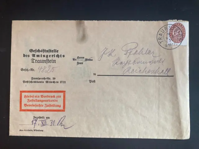 D122 EF Geschäftsstelle Landgerichtes Traunstein Bad Reichenhall 1931 gelaufen