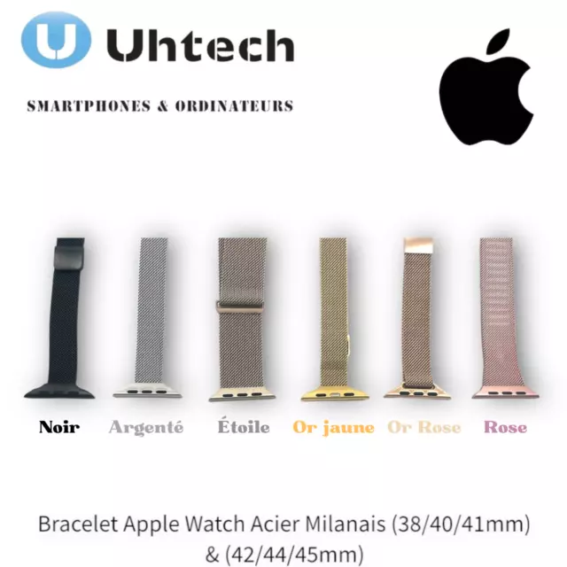 Bracelet Apple Watch Acier Milanais  (38/40/41 mm) (42/44/45mm)