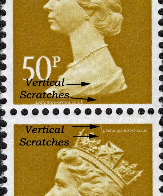 GB Errors: Stamps with various flaws never seen 3x50p - Package35Byz