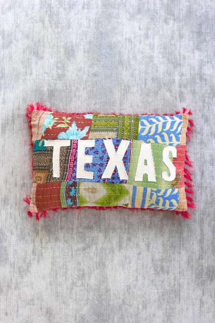 Kalalou Texas  Kantha Pillow With Multi Finish NRV2274