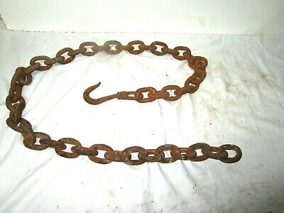 Vintage metal primitive barn chain with nice swivel hook end