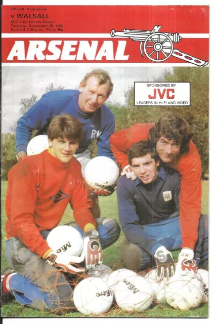 Football Programme ARSENAL v WALSALL Nov 1983 FLC