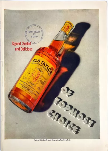 Old Taylor Whiskey Frankfort KY Kentucky Bourbon Distillery Vtg Print Ad 1948
