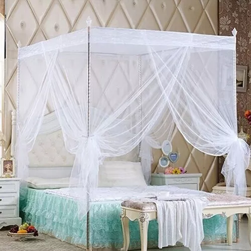 4 Corner Bed Canopy Mosquito Net Netting Queen King for Twin Full Queen King Bed