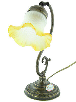 Lampada ottone brunito da tavolo,comodino,comò,lampade vetro stile liberty s18 2