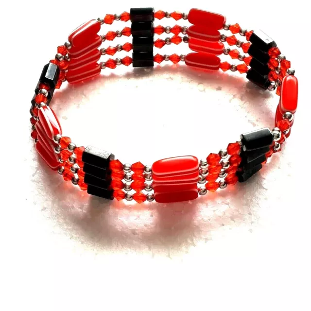 Hematite Bracelet Red Black Magnetic Beaded Jewelry Adjustable Necklace
