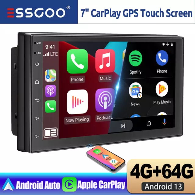 7" Android 13 Double 2DIN Car Stereo Radio GPS Navi Head Unit WiFi CarPlay 4+64G