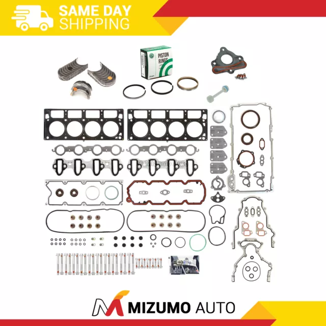 Full Gasket Set Bearings Rings Fit 04-14 GM Chevy 4.8 5.3 LS2 LS3 L6 V8 OHV