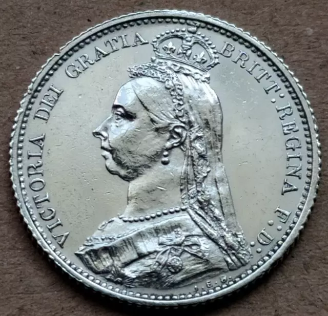 1887 Queen Victoria Jubilee Head Silver Sixpence, Withdrawn Type.