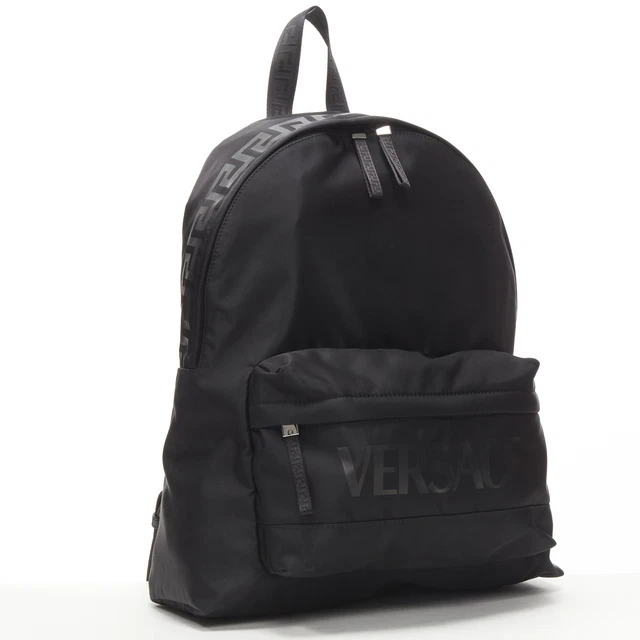 new VERSACE La Greca 90's logo black nylon backpack bag new VERSACE La Greca 90's logo black nylon backpack bag
