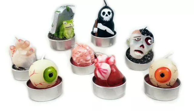 Eyeball Heart Brain Grim Reaper Freak Show Tealight Candles Halloween Decor New