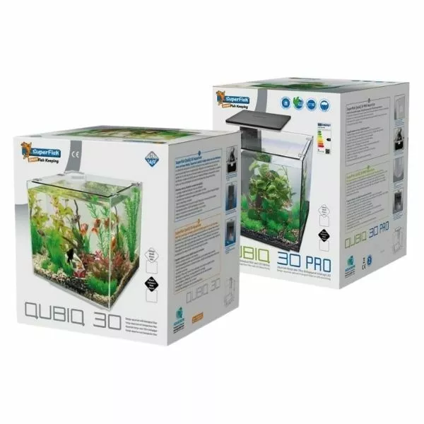 Superfish Qubiq 30 Aquarium Integrated Filter Nano Fish Tank Optional LED Light