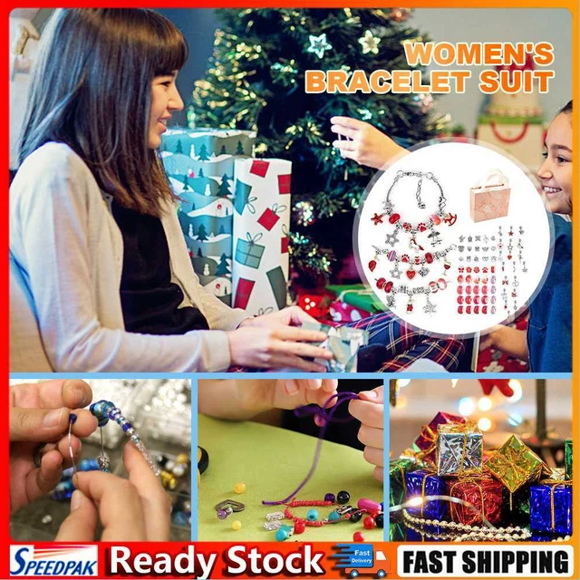 DIY Charm Bracelet Beads Jewelry Making Kit Arts Crafts for Kids Girl (Red)