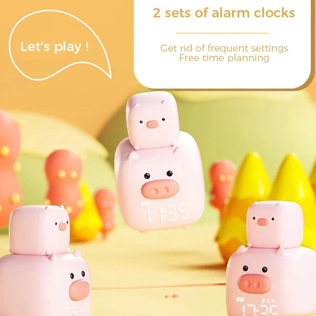 Pig Night Light USB Rechargeable Silicone Night Lamps Studen Alarm Clock F0L7