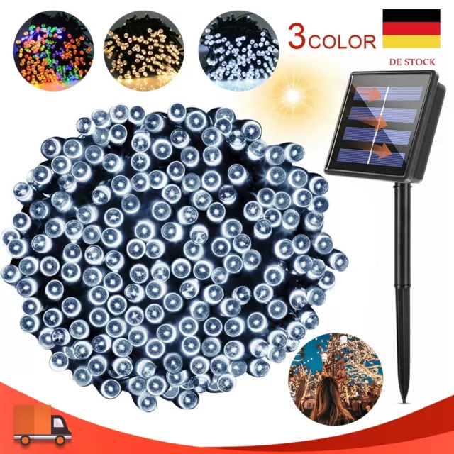 100-300 LED Solar Lichterkette Außen Lichterkette Garten Party Weihnachtsdeko DE