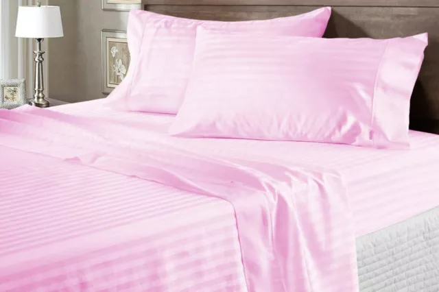 Egyptian Cotton 1000 TC Pretty Bedding Items Pink Striped Select Item & Size