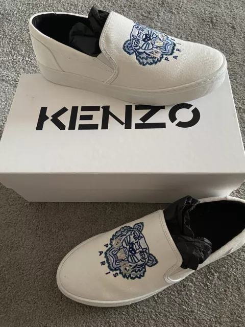 Kenzo K-skate Slip On Tiger Uk8 White 100% Authentic