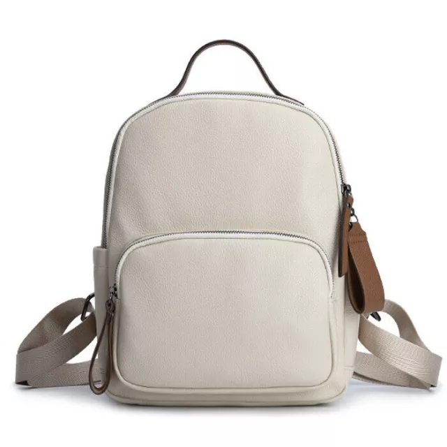 Togo Leather Women's White Backpack, Fashion outdoor Travel Bag Shoulder Bags
