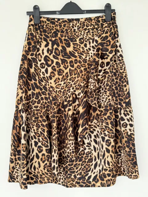 WIE NEU! Rock Sienna mit Animalprint, Midilänge, Gr. 36 mit Volants Vorderseite