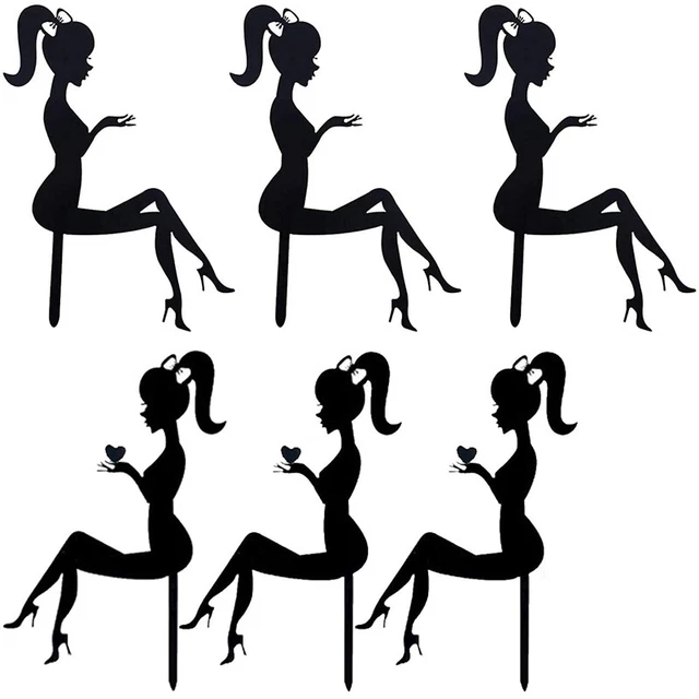 6 pz tacchi alti donna modello silhouette ragazza torta decorazione torta Birtay H7X5