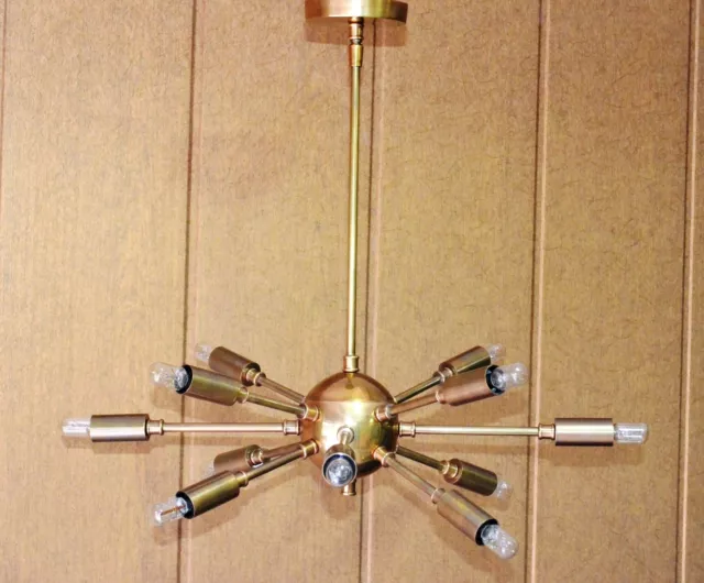 Vintage Industrial Brass Chandelier Ceiling Pendant Light Sputnik Home Decor