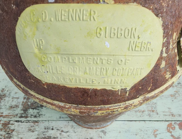 Wenner Gibbon Buffalo County Nebraska Metal Milk Cream Can Union Pacific Old NE
