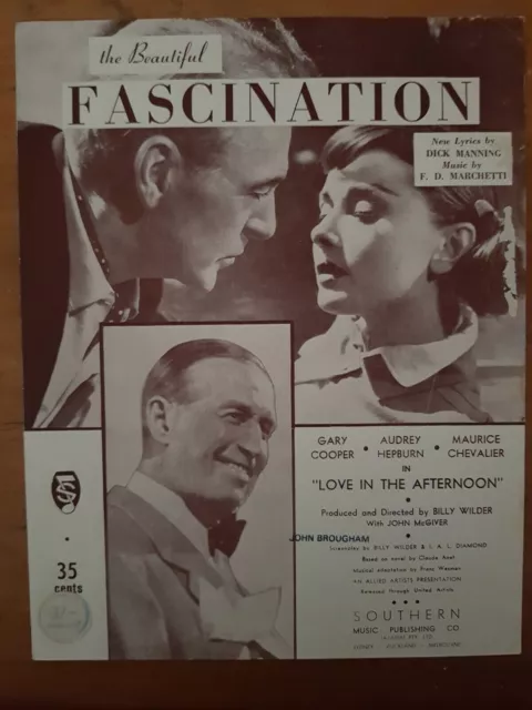 RARE OZ 1957 SHEET MUSIC - THE BEAUTIFUL FASCINATION fm LOVE IN THE AFTERNOON