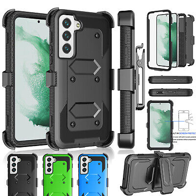 For Samsung Galaxy S22/S22+/S22 Ultra Clip Holster Phone Case + Screen Protector